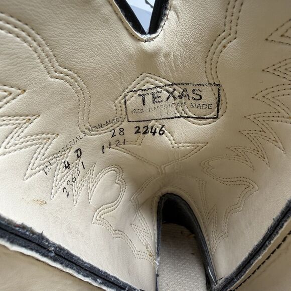 Texas USA Flag Snakeskin Print Cowboy Western Boots Men’s Size 4D Black Exotic main image 8